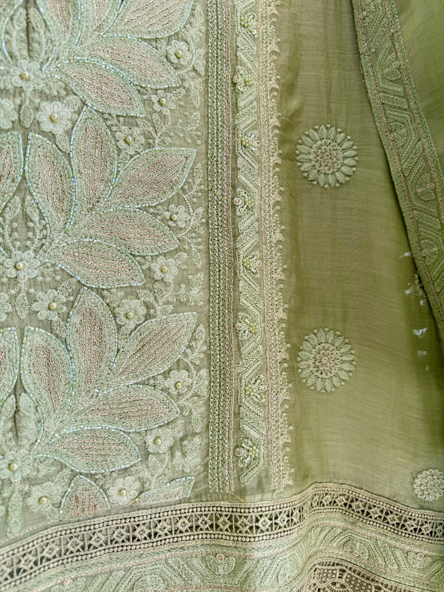 Luxurious Mul chanderi lucknowi handwork suit