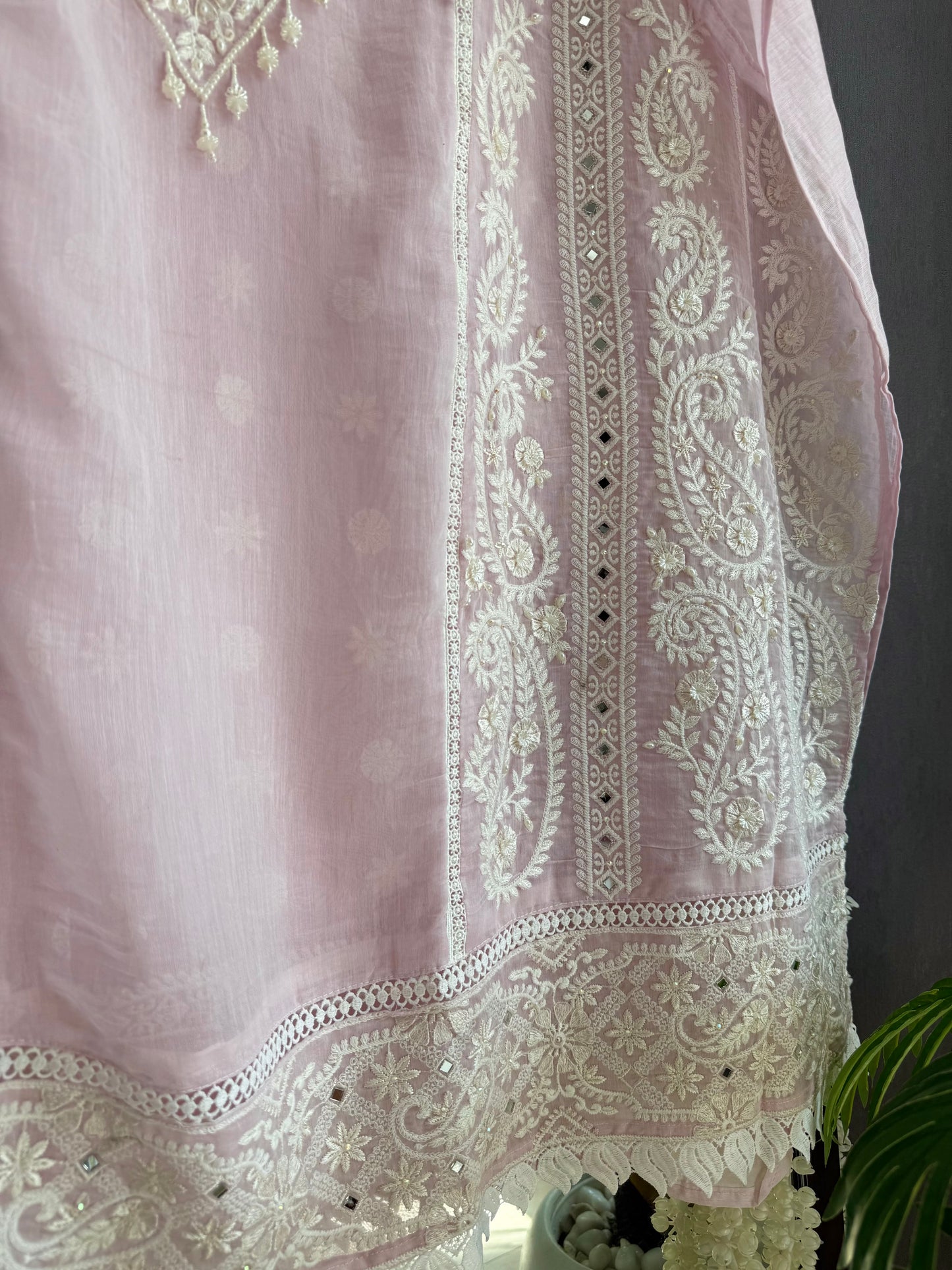 Luxurious Mul chanderi lucknowi handwork suit