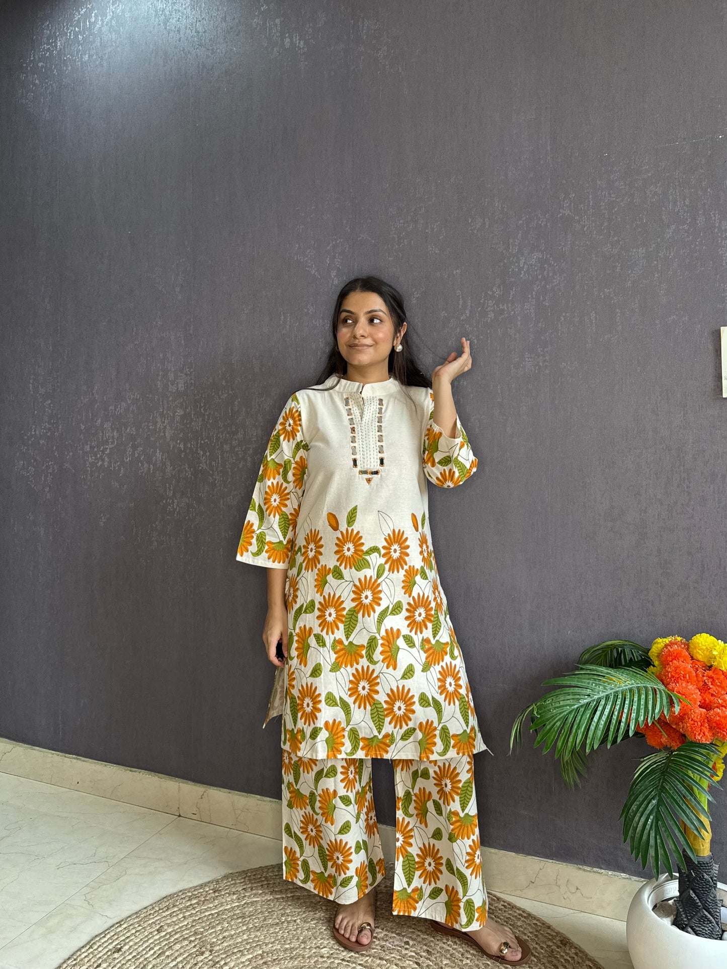 Sunflower cotton Coord set
