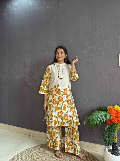Sunflower cotton Coord set