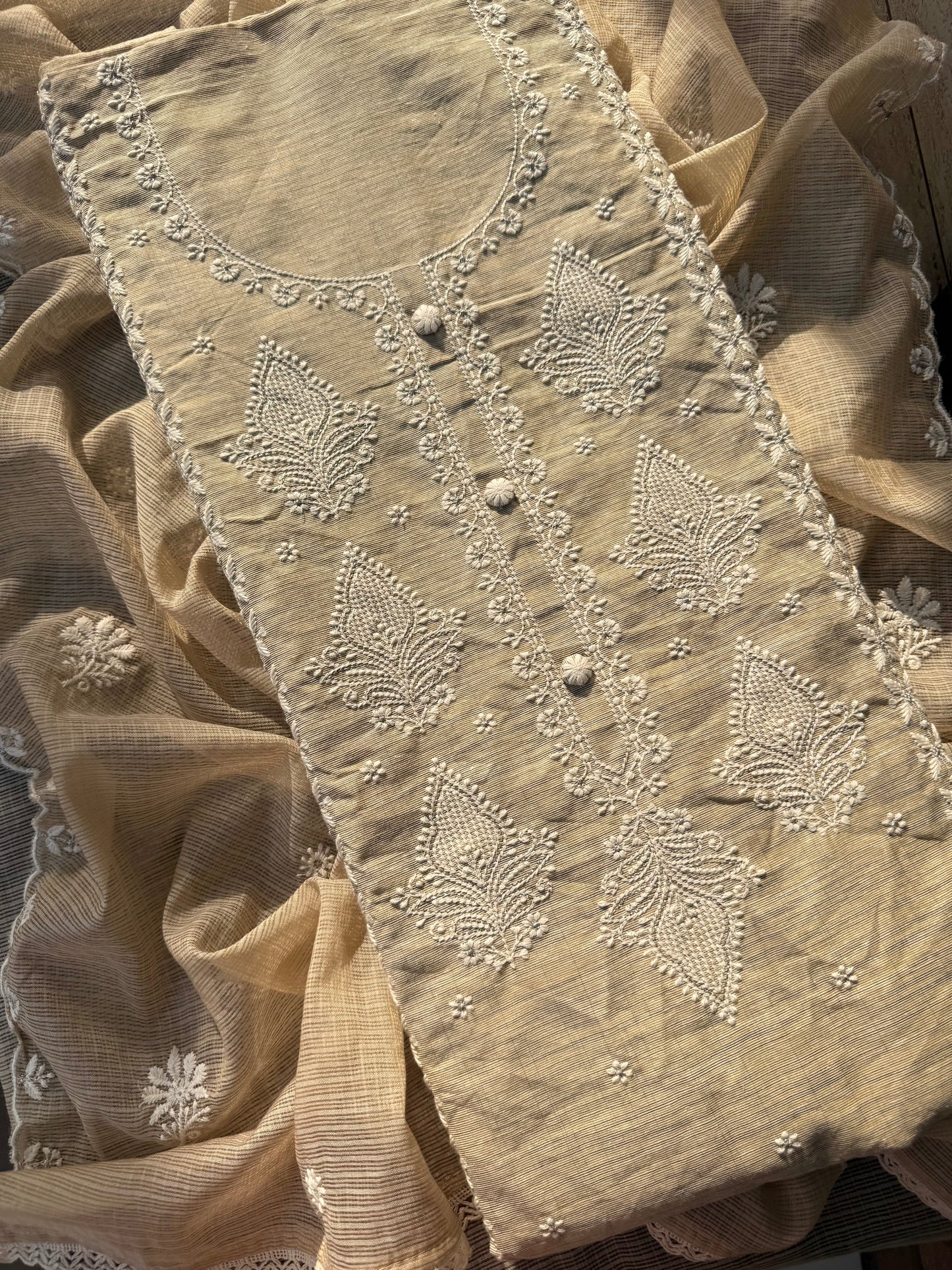 Khadi cotton Lucknowi suit