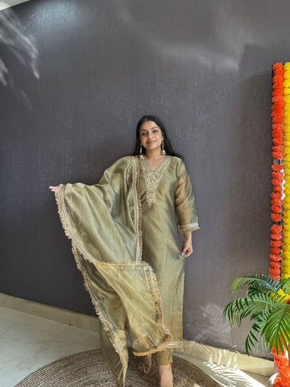 Tissue silk Handwork suit set