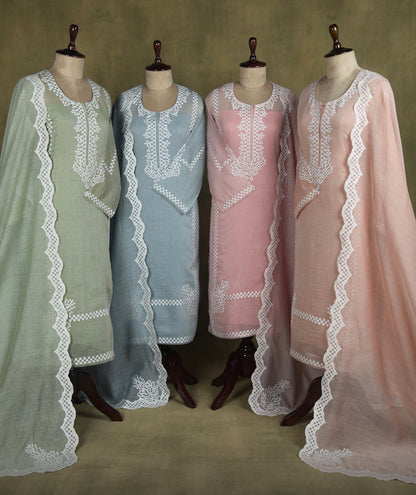 Luxurious Mul chanderi appliqué work suit