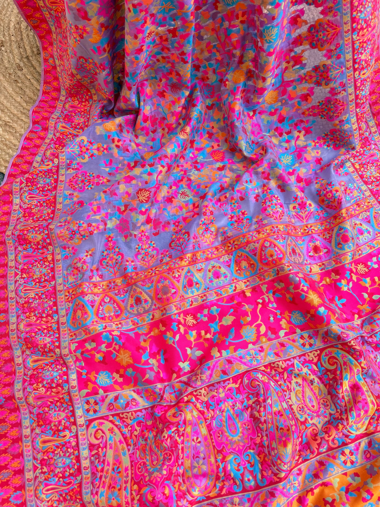 Kashmiri Jamawar Linen saree