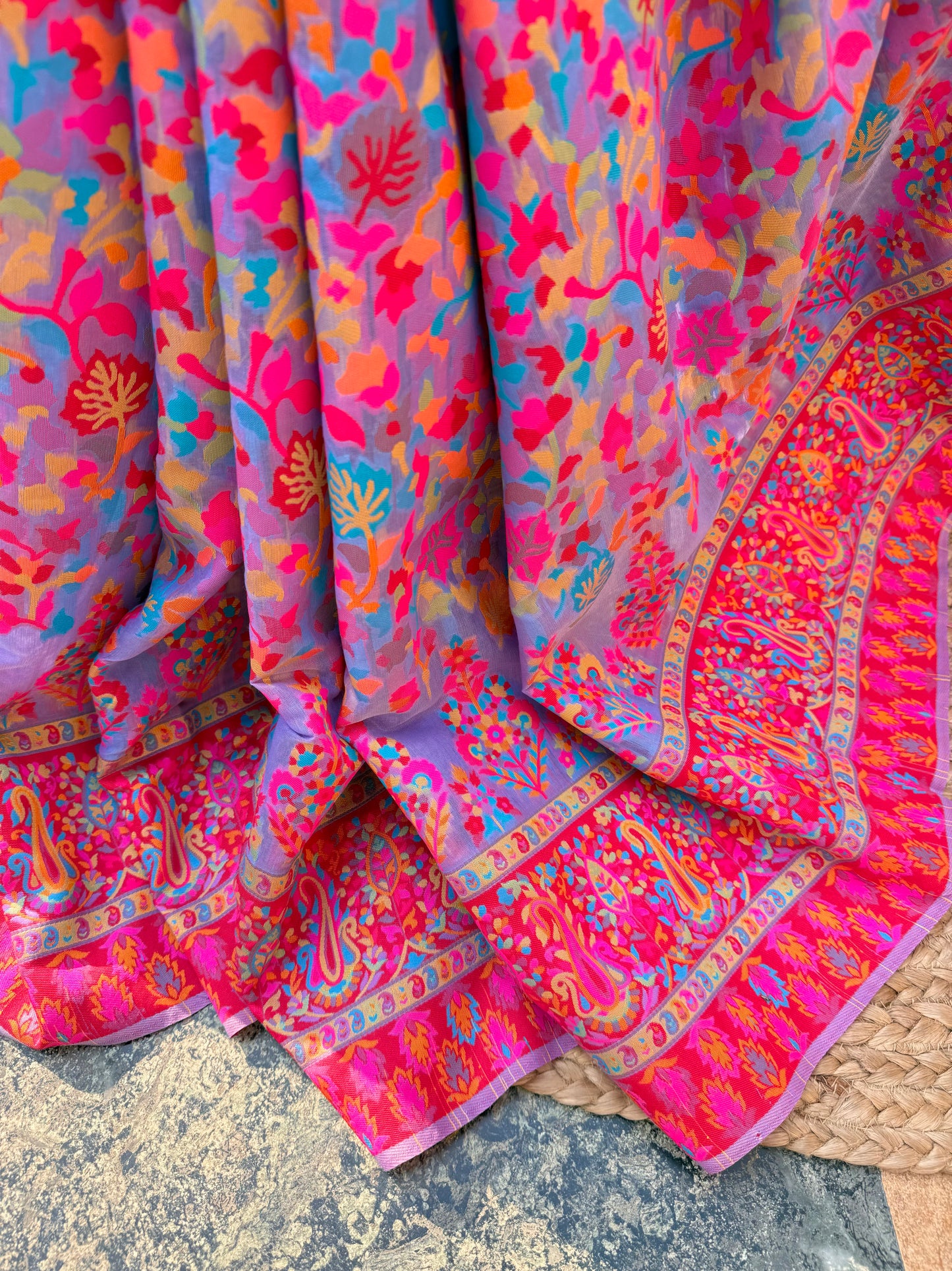 Kashmiri Jamawar Linen saree