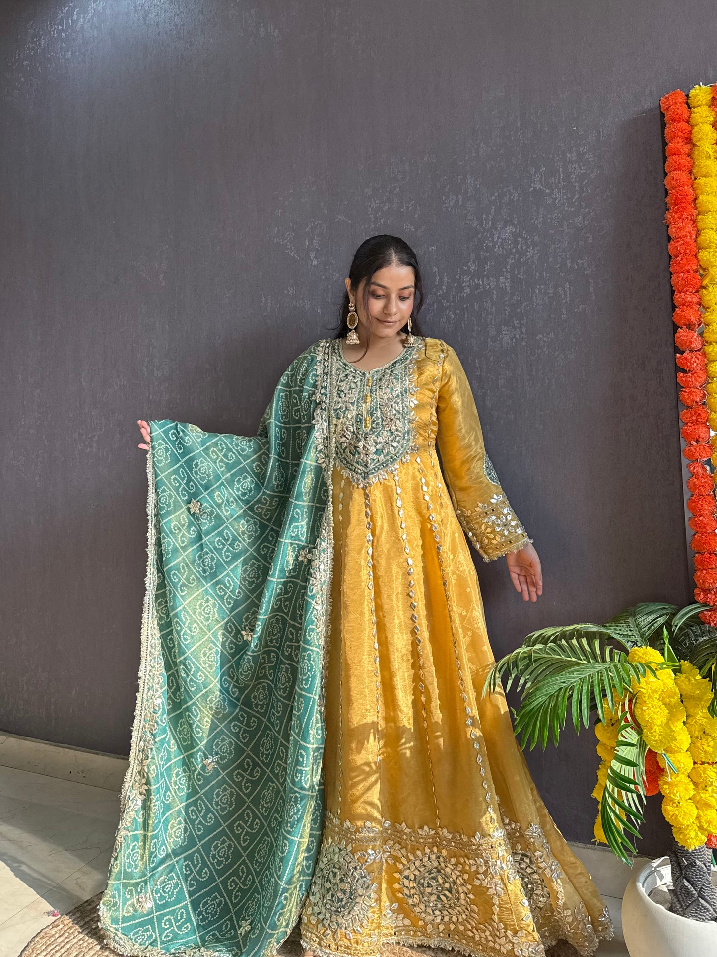 Luxurious Bandhani gotapatti anarkali set