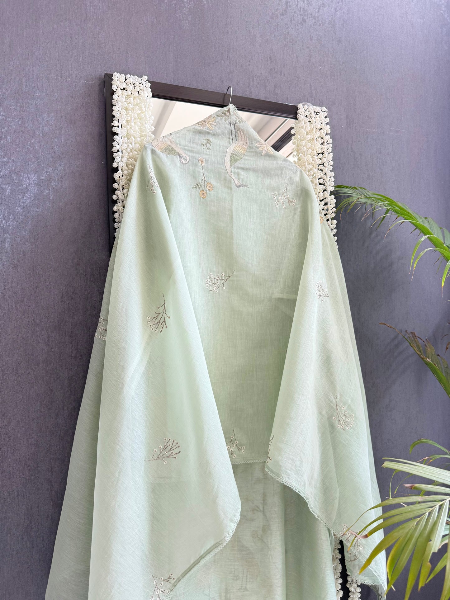Luxurious Mul chanderi flamingos suit