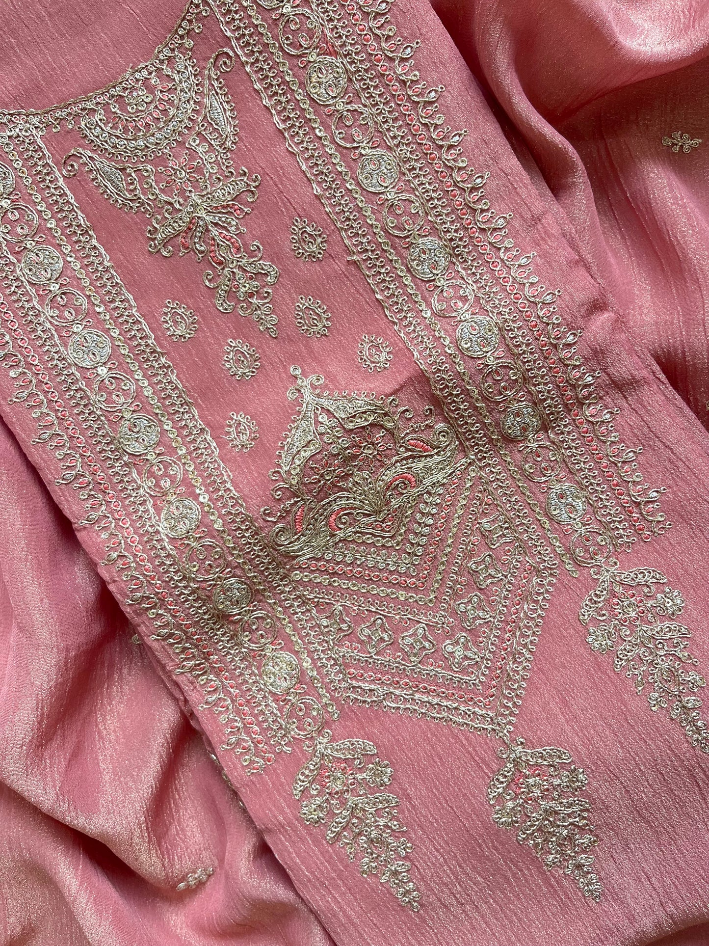 Crush tissue aari work suit