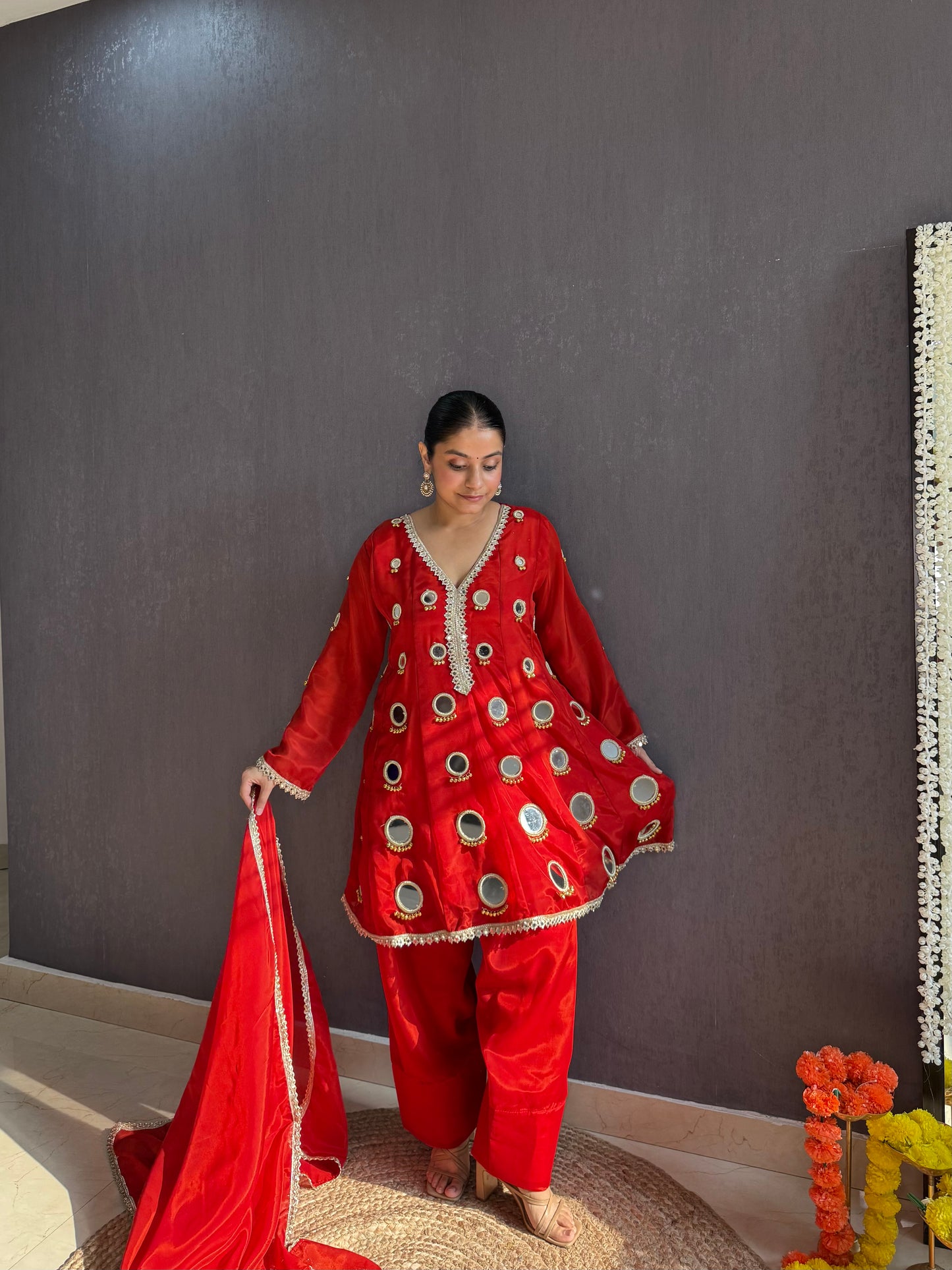 Luxurious mirrorwork farshi salwar set