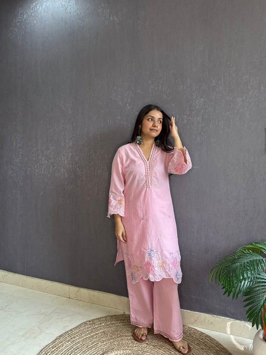 Premium cotton cutwork Coord set