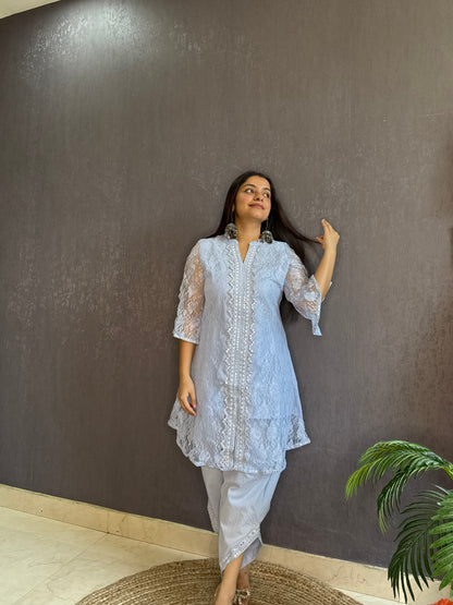 Pure cotton lace work coord