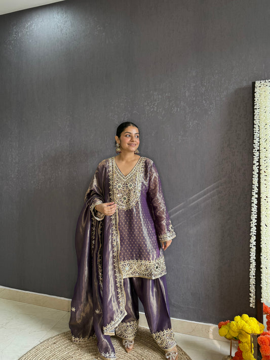 Luxurious mirrorwork farshi salwar set