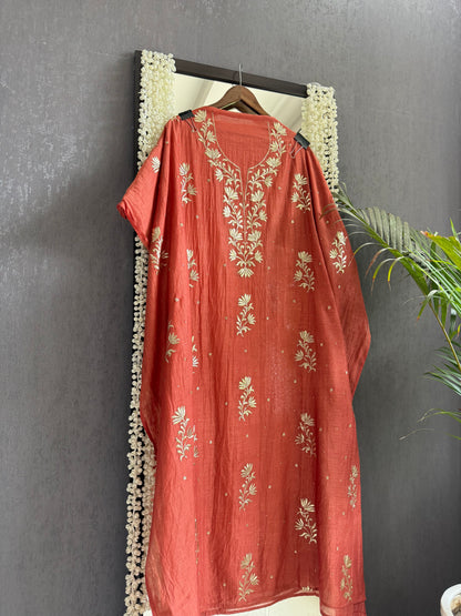 Luxurious Mul chanderi pitta work suit