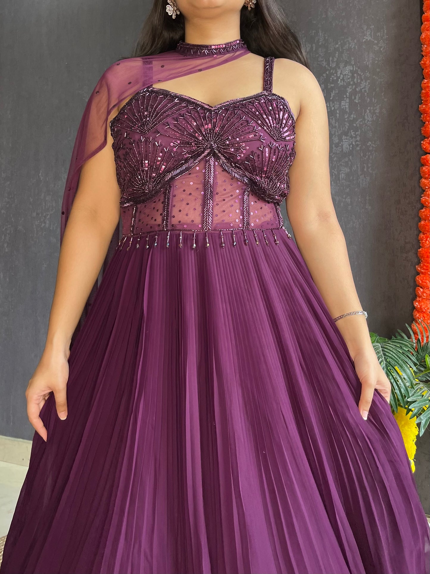 Anarkali Cape gown