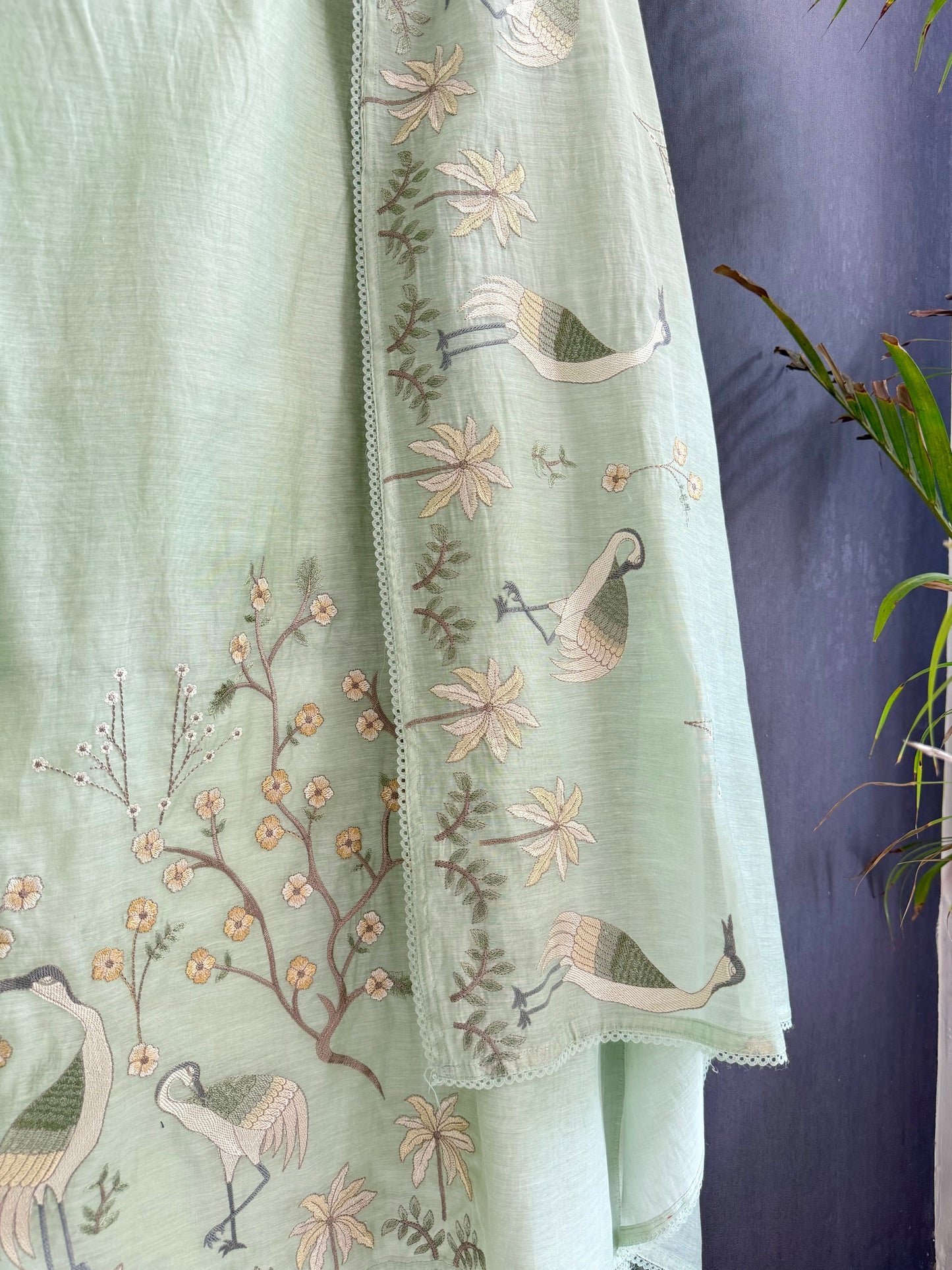Luxurious Mul chanderi flamingos suit