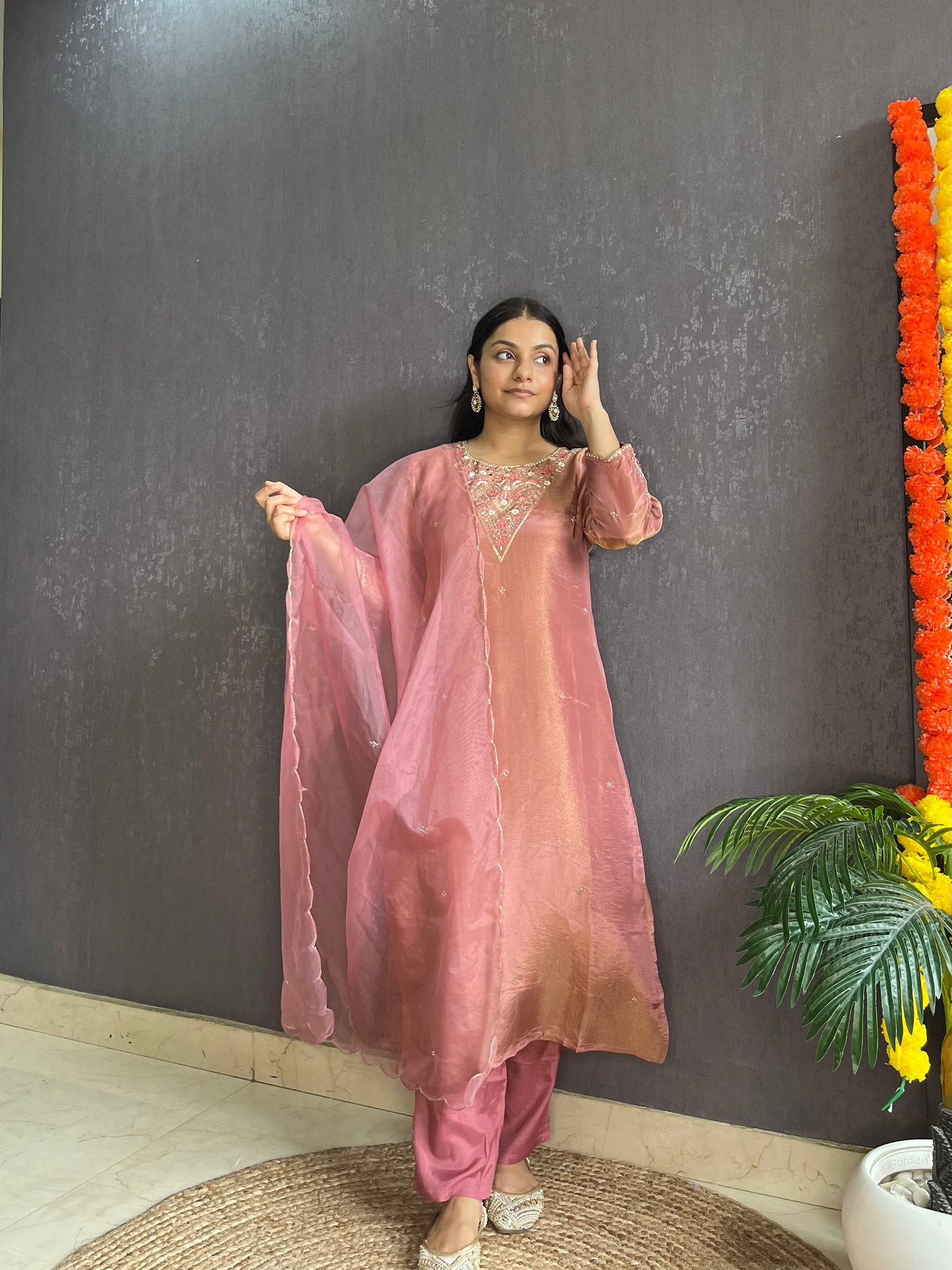 Tissue silk Handwork suit set