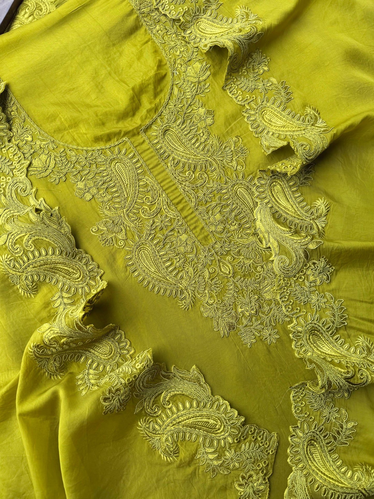 Luxurious aari work organza suit