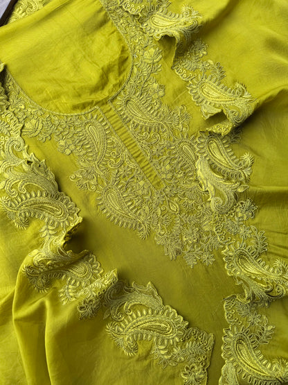 Luxurious aari work organza suit