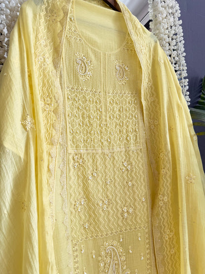 Luxurious Mul chanderi lucknowi paisley suit