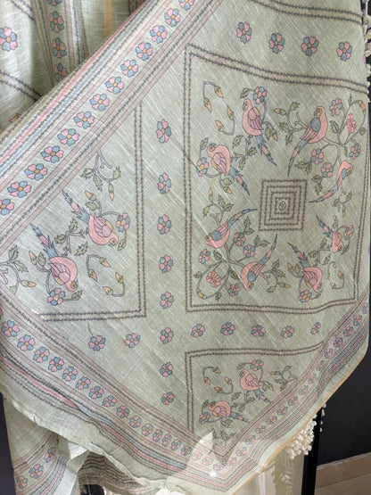 Linen handwork birds suit