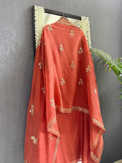 Luxurious Mul chanderi pitta work suit
