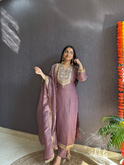 Tissue silk Handwork suit set