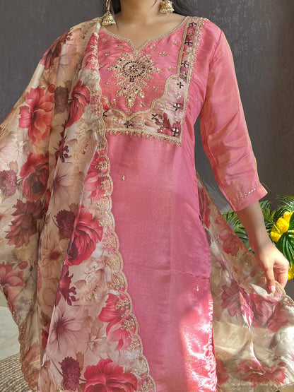 Tissue silk Handwork suit set