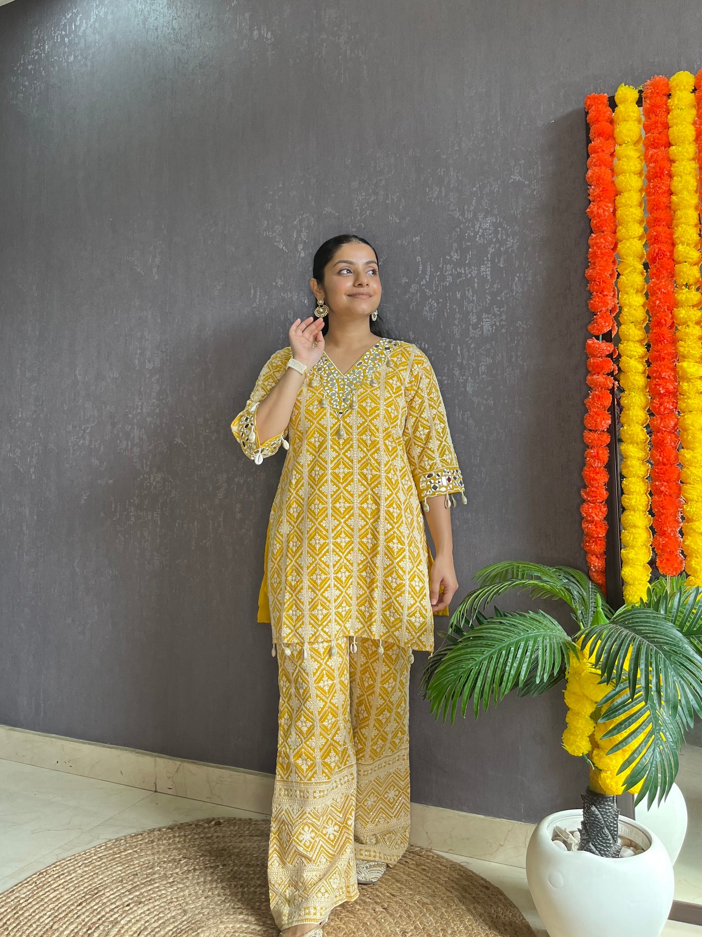 Lucknowi mirrorwork festive Coord set