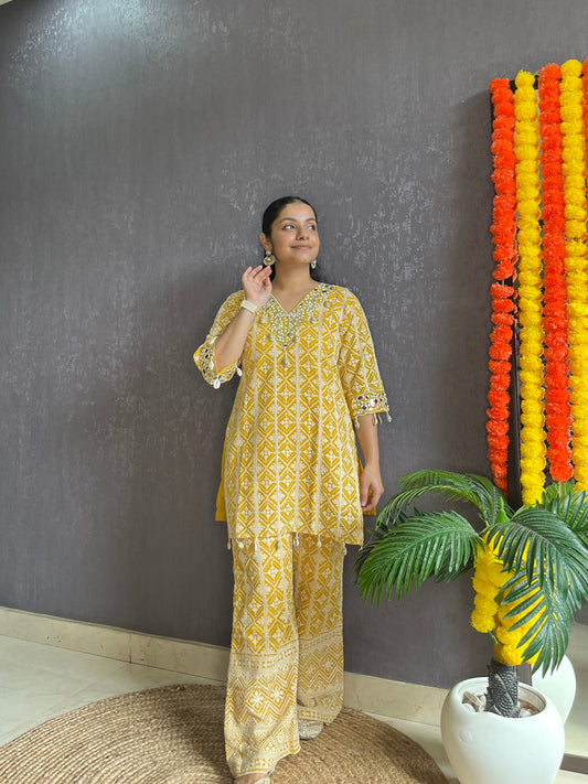 Lucknowi mirrorwork festive Coord set