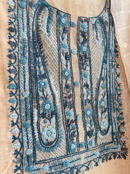 Linen paisley frenchknot suit
