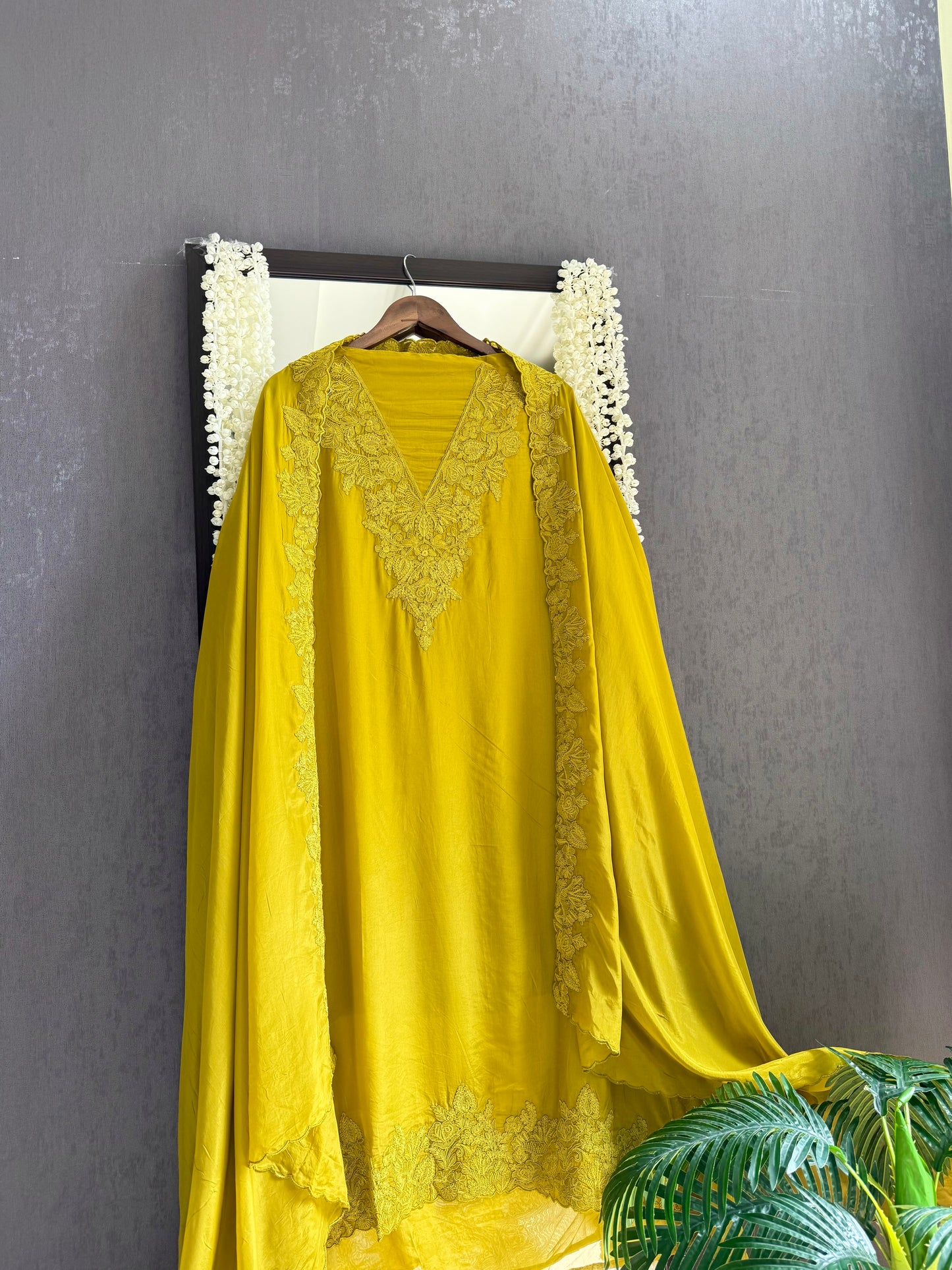 Luxurious aari work organza suit