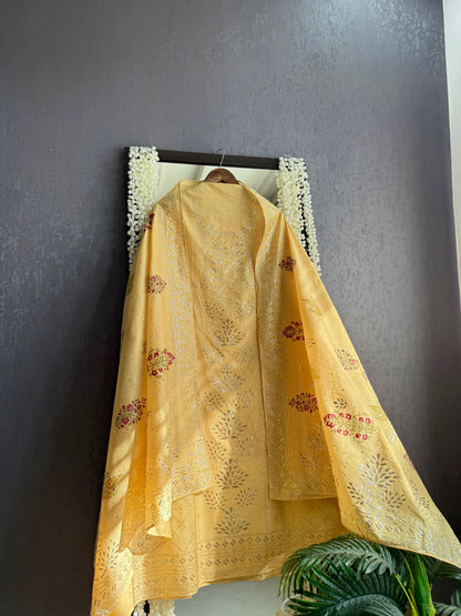 Chanderi mukaish suit