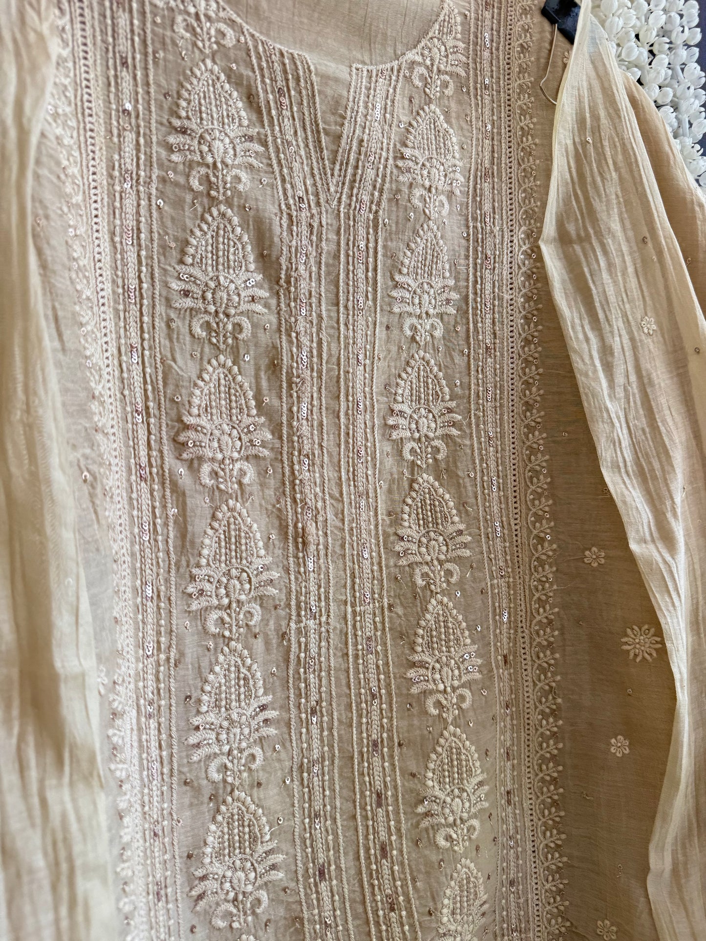 Luxurious Mul chanderi lucknowi handwork suit
