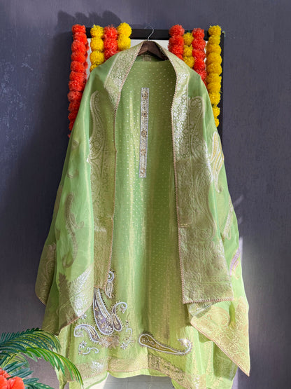 Luxurious handwork Tissue Benarsi silk suit