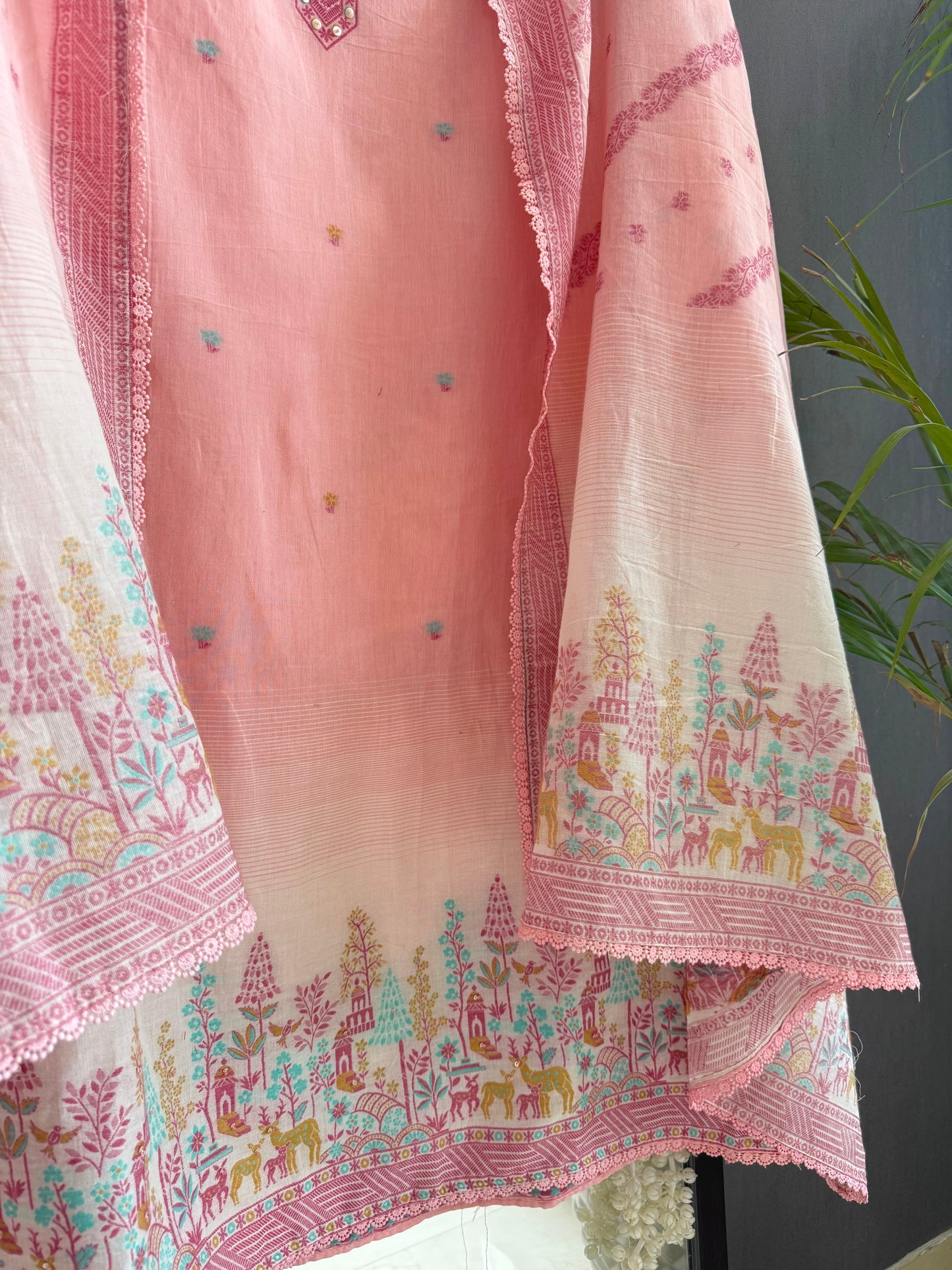 Cotton jamdani deers pinteresty suit