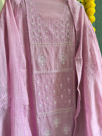Luxurious Mul chanderi lucknowi handwork suit