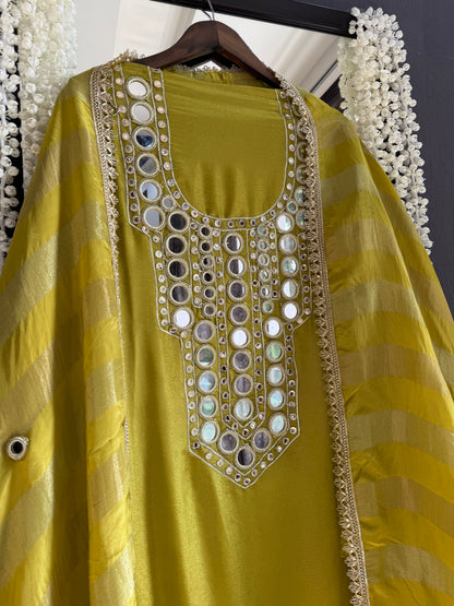 Tissue silk Mirrorwork suit