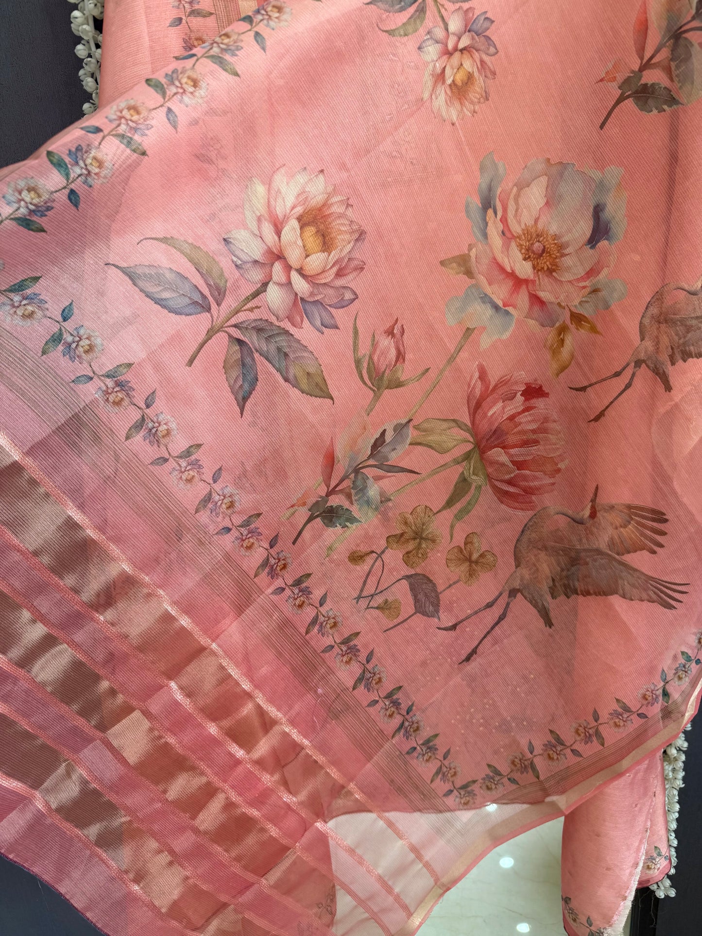 Tissue zari flamingos suit