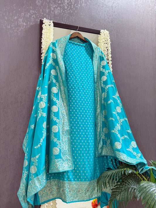 Banarsi handwork silk suit