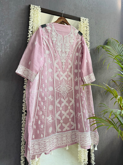 Luxurious Mul chanderi lucknowi handwork suit