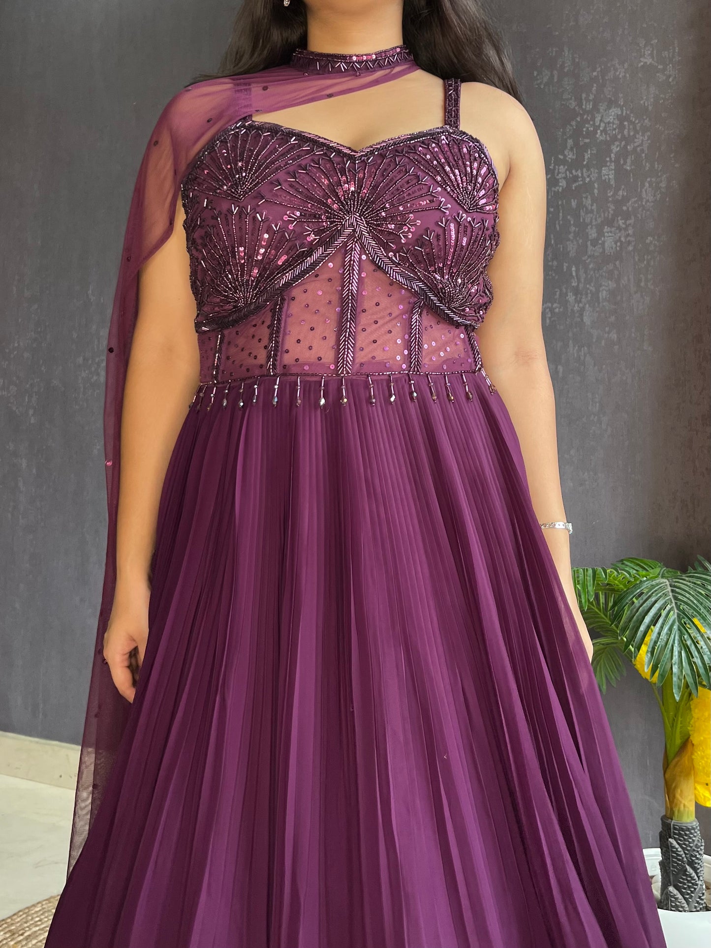 Anarkali Cape gown