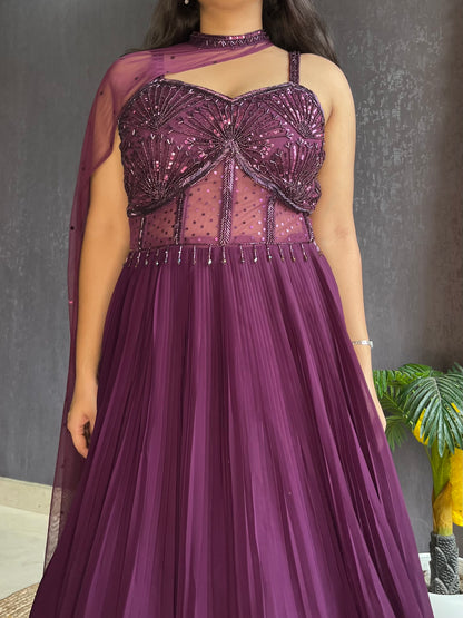 Anarkali Cape gown