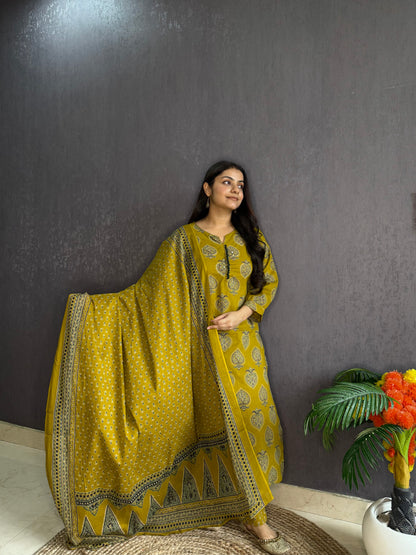 Pure cotton anaar ajrakh print suit set