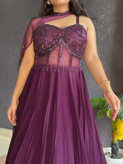 Anarkali Cape gown