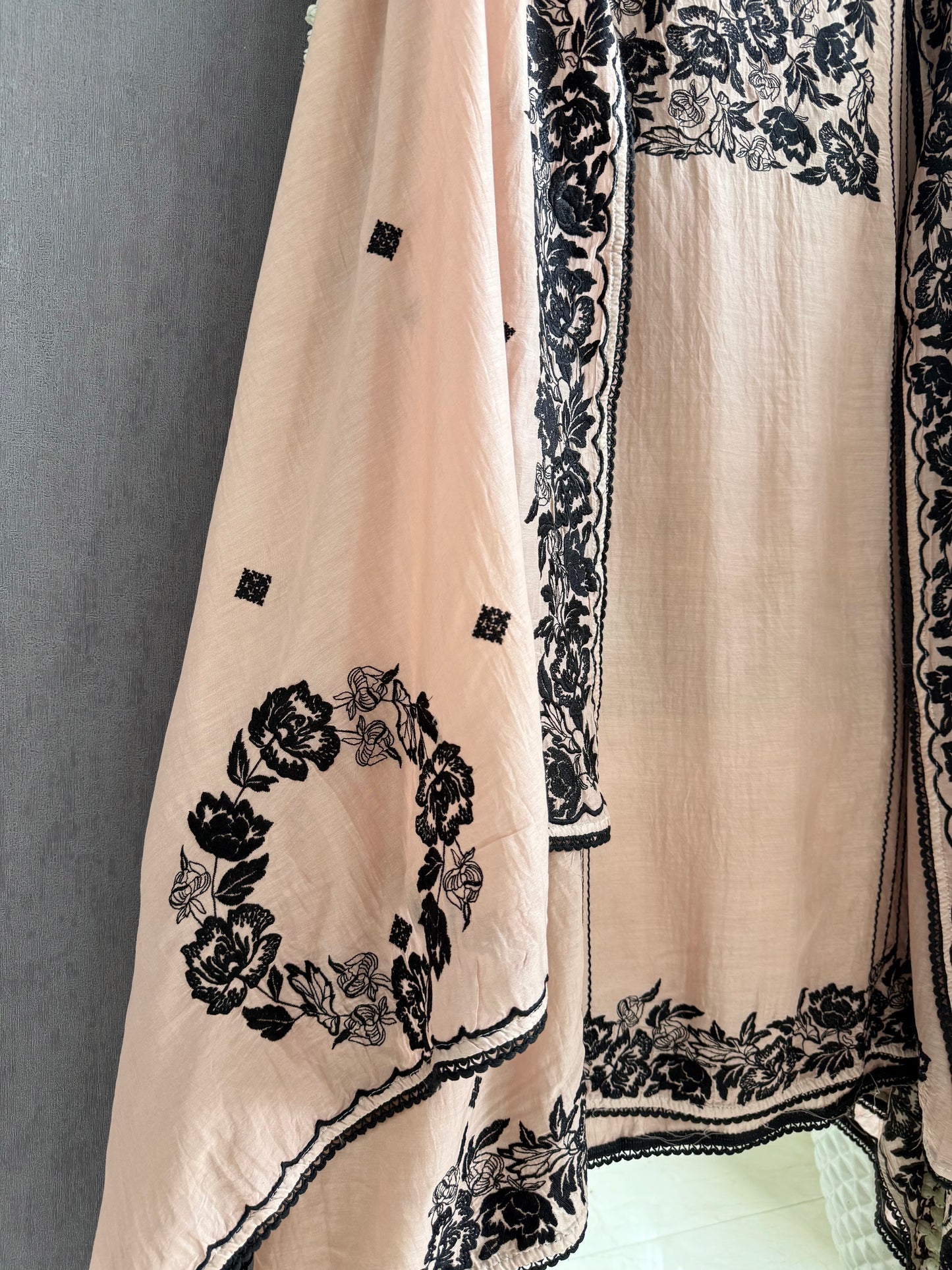 Luxurious Mul chanderi Parsi work florals suit