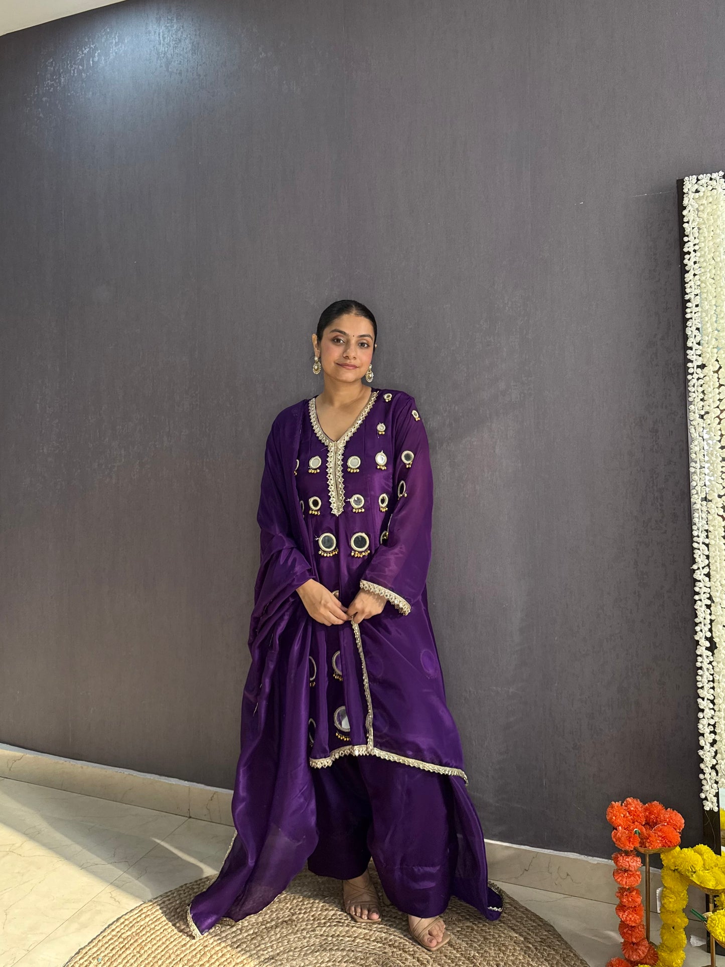 Luxurious mirrorwork farshi salwar set