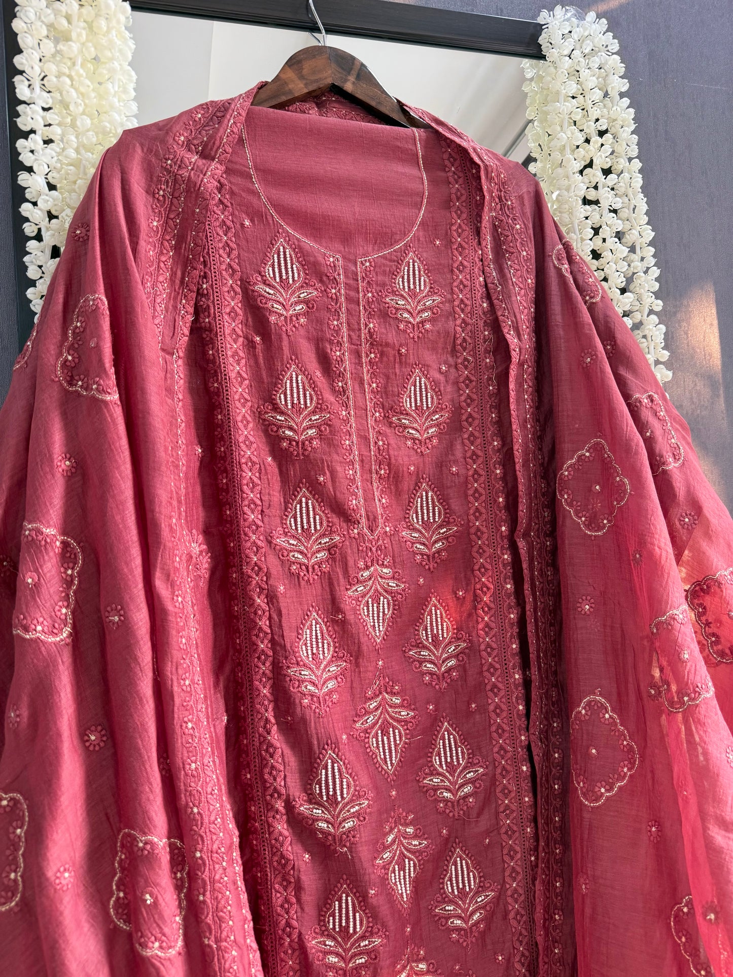 Luxurious Mul chanderi lucknowi handwork suit