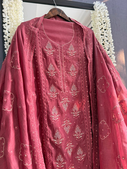 Luxurious Mul chanderi lucknowi handwork suit