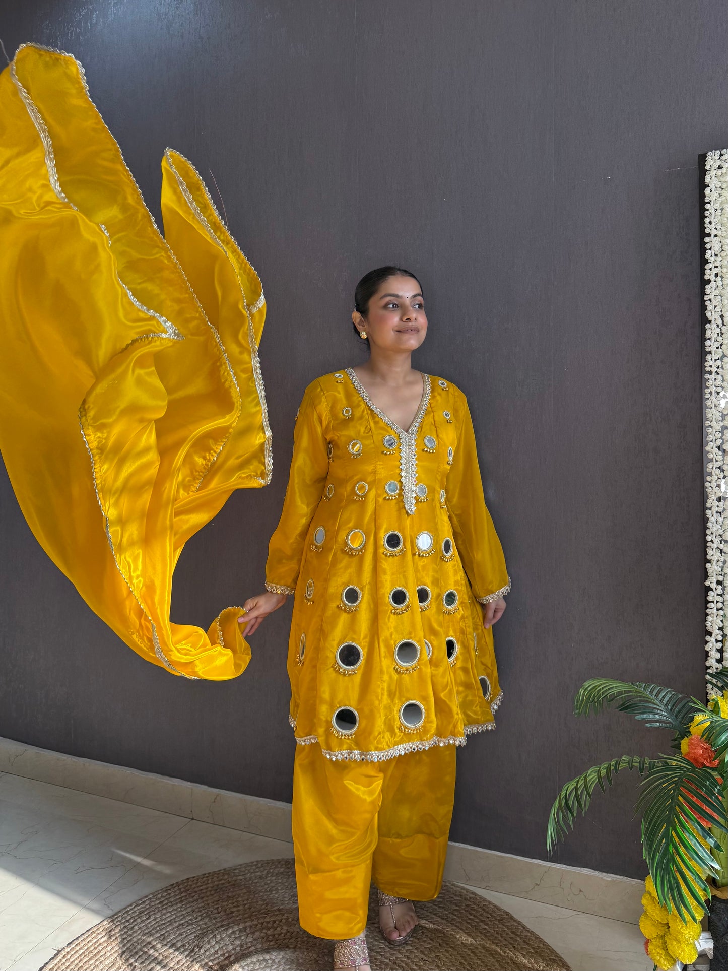 Luxurious mirrorwork farshi salwar set
