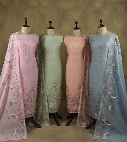 Luxurious Mul chanderi flamingos suit
